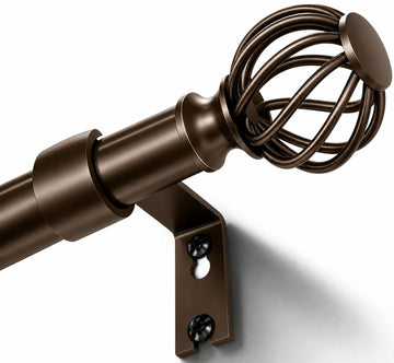 Curtain Rods for Windows 36-144 Inch(3-12Ft), Bronze Long Decorative Curtain Rod Adjustable, Heavy Duty 1 Inch