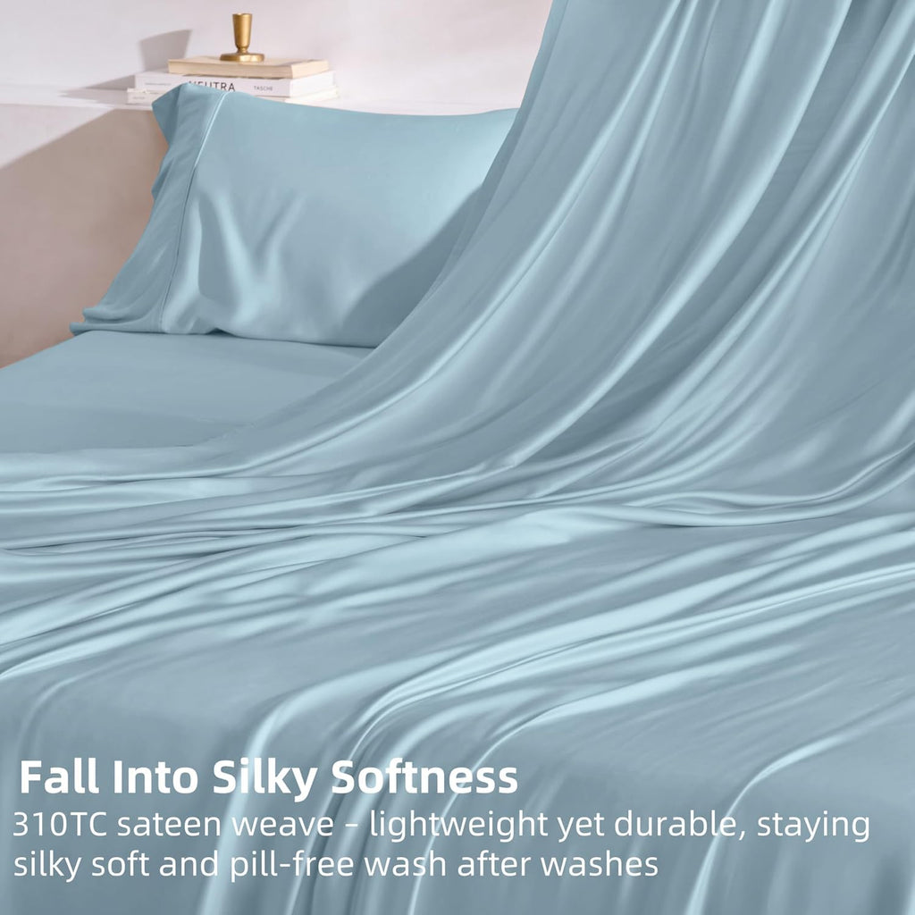 Split King Bamboo Rayon Sheets, Soft Cooling Sheets Stay in Place
