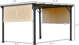 12' x 10' Outdoor Retractable Pergola Canopy with Sun Shade Unique Design Canopy Patio Metal Shelter for Garden Porch