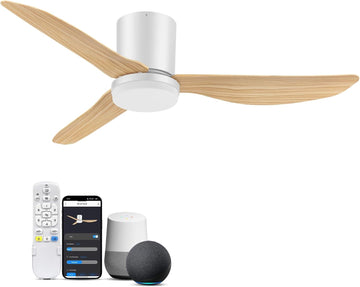 42 Inch Smart Ceiling Fans with Lights Remote,Low Profile Ceiling Fan Control with WIFI Voice Alexa App