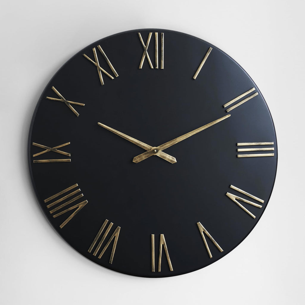 Oversized Modern Wall Clock, 30 inch, Matte Black, Quartz Movement