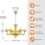 6 Light Crystal Chandelier, Modern Dining Room Light Fixture, Yellowish Green Crystal Pendant Light for Bedroom Livingroom, S Glass Tube, D30xW30xH20, E12 Socket A100-B0DSPRQ2SH