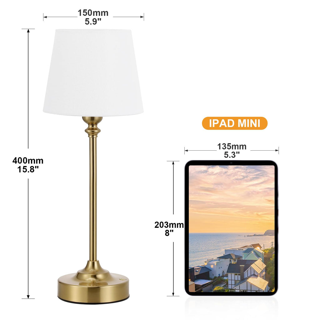 Gold Cordless Table Lamp with Rechargeable Battery, 1 Pack