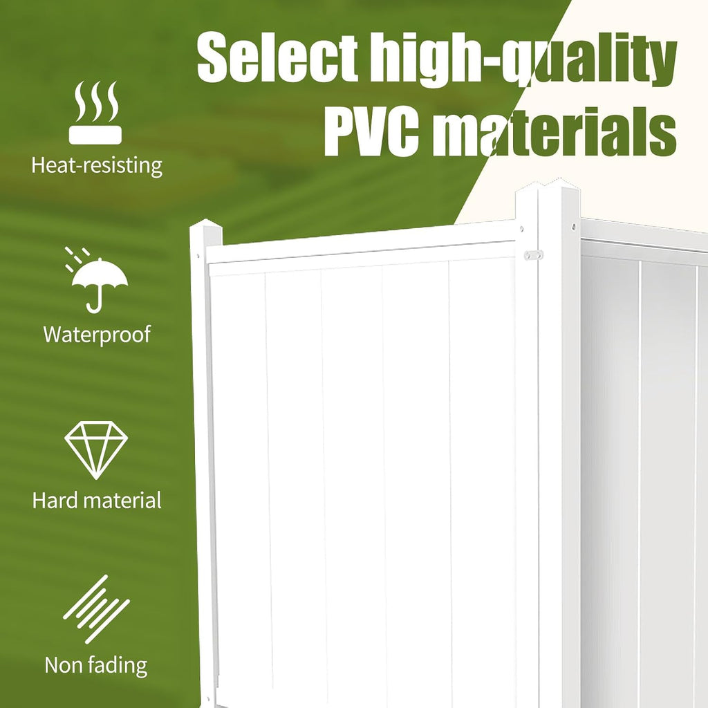 Vinyl Privacy Fence - 48" H x 44" W Air Conditioner Fence, No Dig White PVC Fence Panels for Outdoor Privacy, Trash