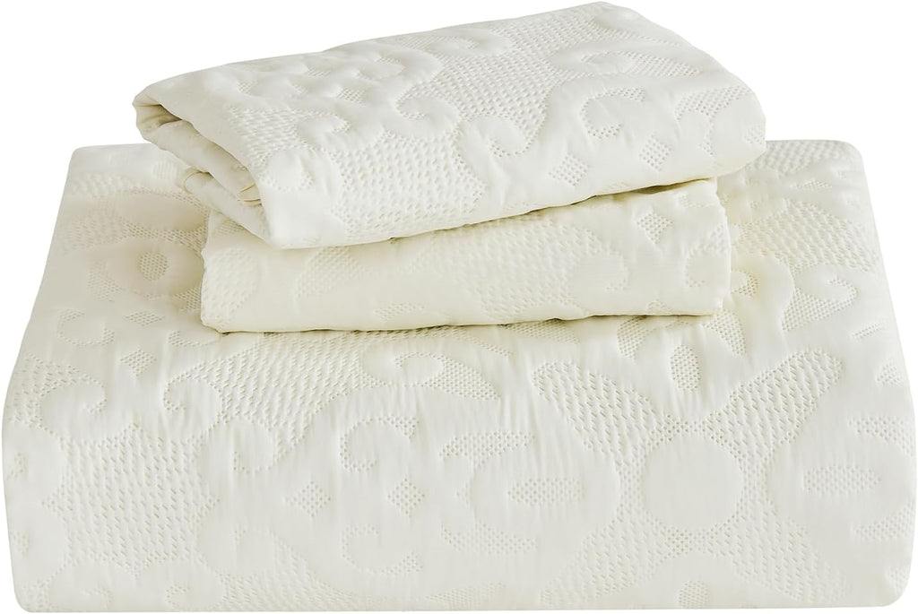 Oversized Bedspread 128x120 for Extra Tall King/California King Bed - Lightweight Quilted Coverlet Set 3 Pieces (1