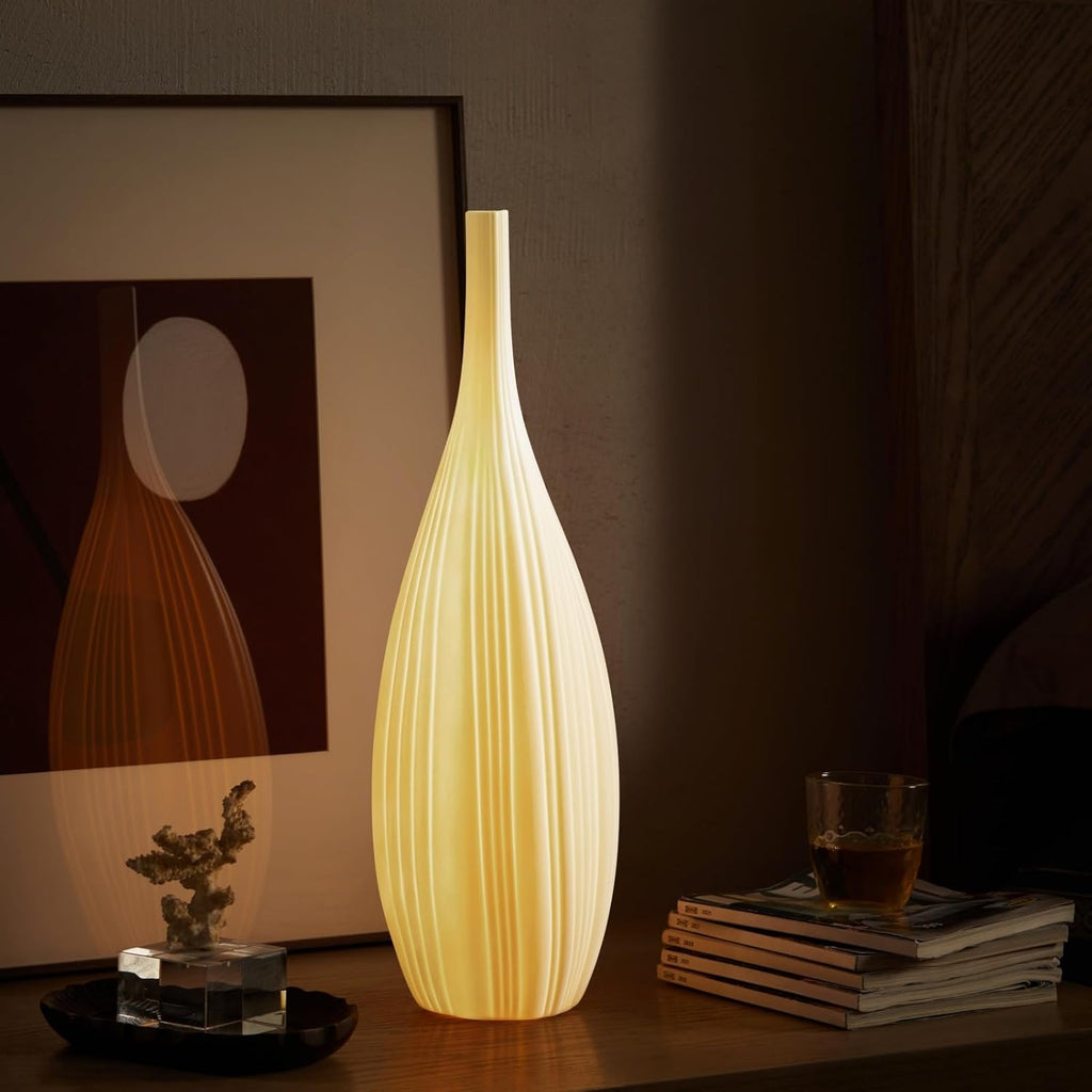 20.6" Modern Ceramic Table Lamp, Fully Dimmable Modern Bedside Lamps and Nightstand, White Translucent Ceramic Shade