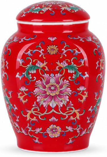 Mini Chinoiserie Ginger Jar, Ceramic Decorative Jar, Small Storage Jar Flower Vase, Chinese Style Floral Vine