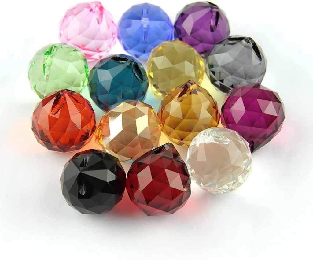 10pcs 40mm Crystal Suncatcher Prism Ball Rainbow Hanging Pendants Maker with Hole for Chandelier Feng Shui Window, Pink