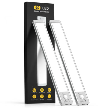 10inch Under Cabinet Lighting, 2 Pack Rechargeable Motion Sensor Light Indoor, 5 Levels Dimmable Magnetic Closet