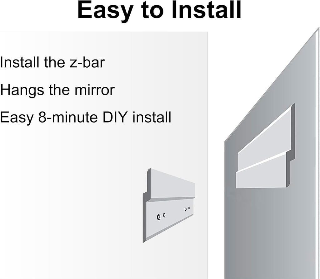 Frameless Bathroom Mirror for Wall, Rectangle Beveled Edge Mirror for Over Sink, Tempered Glass, Shatterproof, Hangs