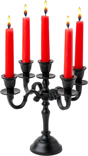 5 Arm Baby Candelabra Black Matte 8 Inch Taper Candle Holders Gothic Decorations Candlesticks Holder Home Decor