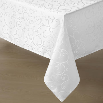 White Jacquard Rectangle Tablecloth, 60 x 84 Inch
