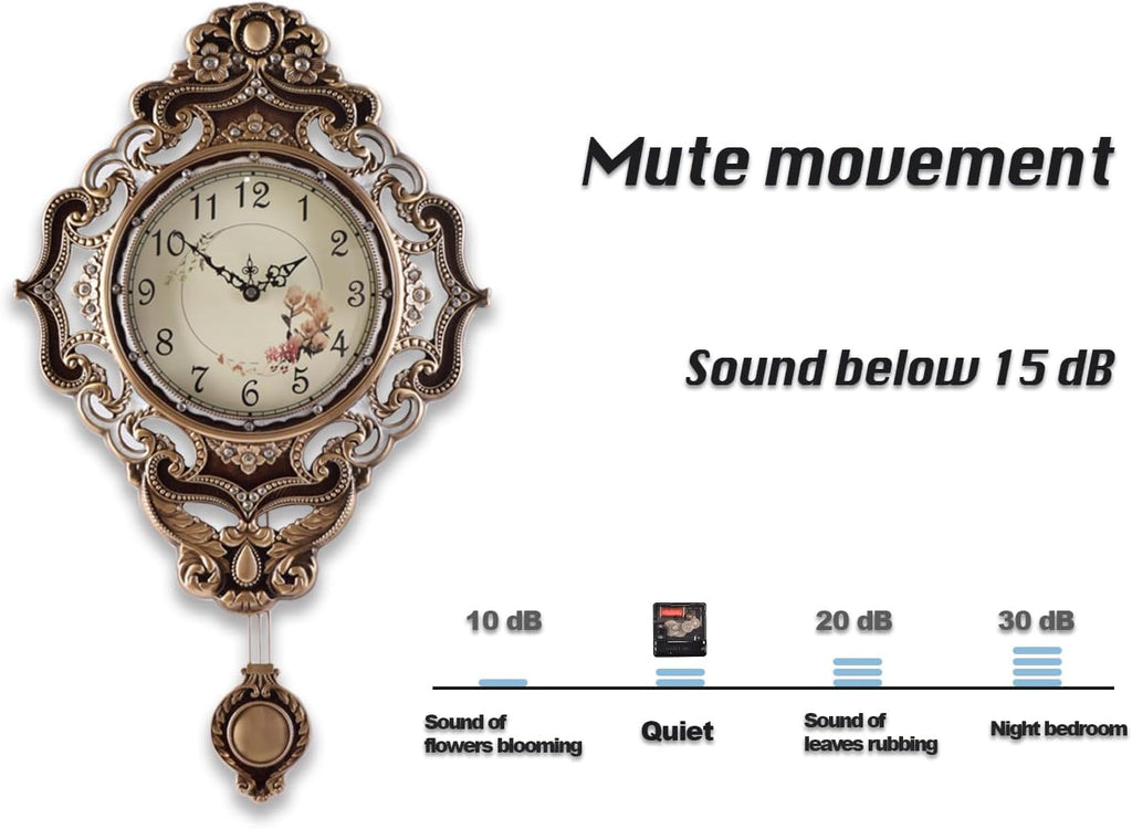 Snail Retro Wall Clock with Pendulum, European Victoria Mid Century Style
