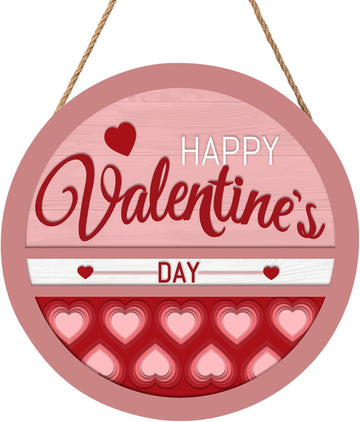 Happy Valentine's Day Welcome Door Sign 12"x12" Valentines Day Decorations Door Hanger Rustic Wooden Hanging Wall