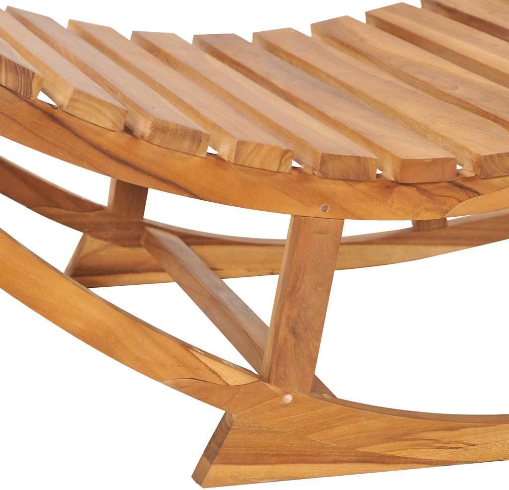 Durable Solid Teak Wood Sun Lounger, Rectangular Outdoor Tanning Chair Garden, Comfortable Chaise Lounge Chair