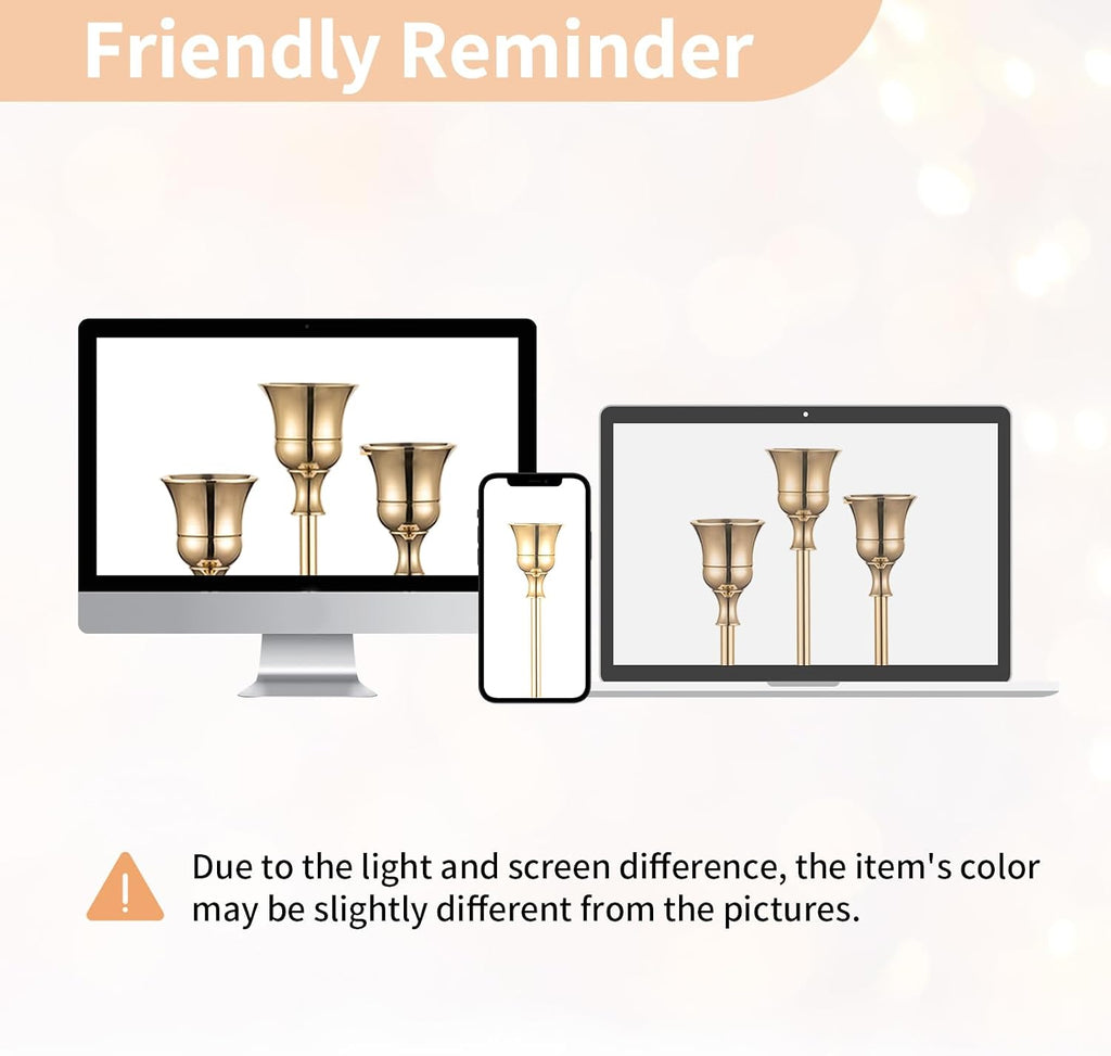 2 Sets(6 Pcs) Brass Gold Metal Taper Candle Holders Candlestick Holders, Vintage Modern Decorative Centerpiece