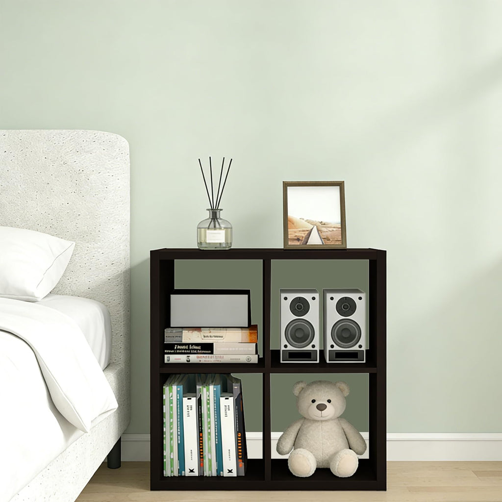 2026 Wooden Thick Frame 4 Cube Storage Organizer Shelf with Anti-Tipping Kits + Reversible Open Back Bookcase