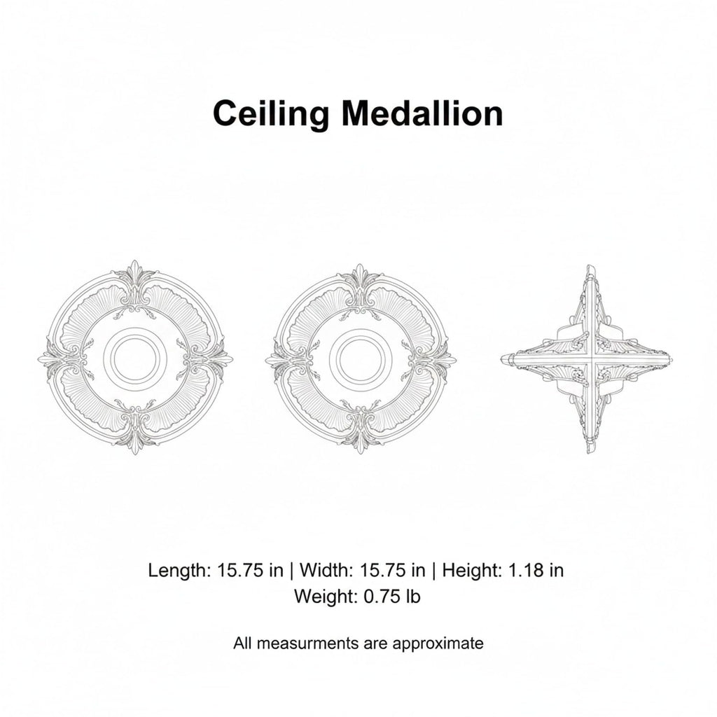 Easy Install Ceiling Medallion for Light Fixtures, Gold Polyurethane Decorative Ring Hides Gaps and Hardware (1 Piece)
