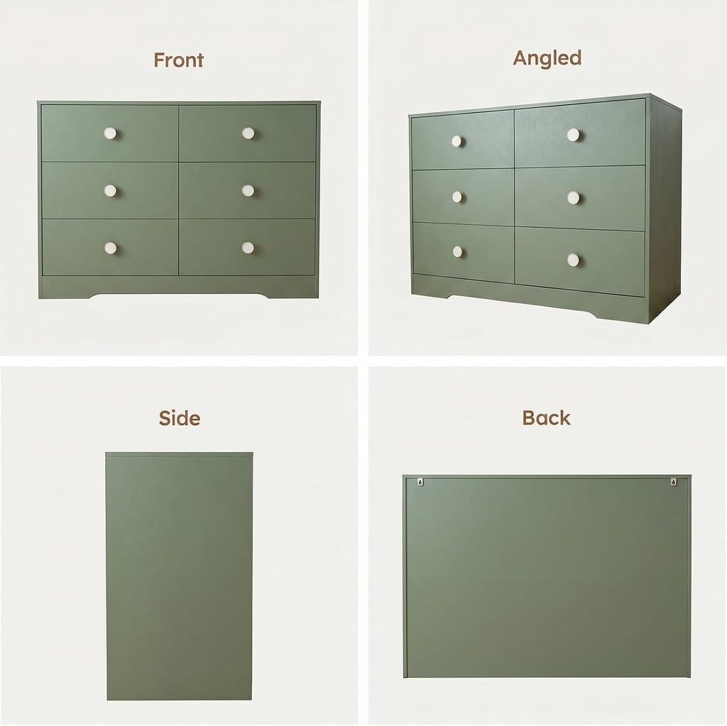 Baby Dresser Bedroom, 6 Drawer Organizer for Closet(Green)