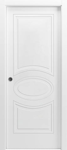 Mela 7001 | Interior French Single Pocket Door, no Glass, MDF, 36x84, White, Classic Style | Hardwar