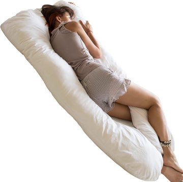 U Shaped Body Pillow - Cooling Maternity Pillow for Pregnant Women with Organic GOTS Certified Cotton Cover - Cuddle