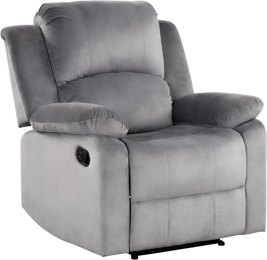 Classic Manual Recliner Chair, Soft Microfiber Recliner Sofa with Overstuffed Arms and Back Single Reclining Couch