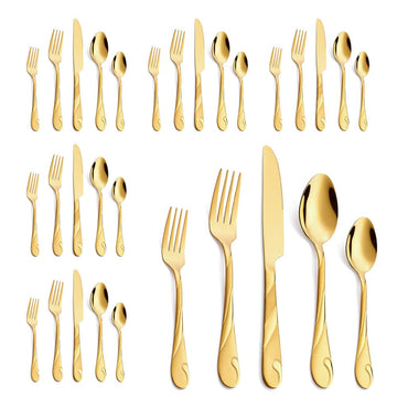 Gold Silverware Set, 30-Piece Stainless Steel Flatware Set