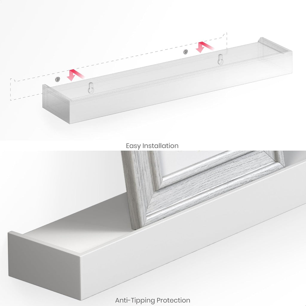 Modern Ledge Wall Shelves, Set of 4 Wood Floating Shelves , White