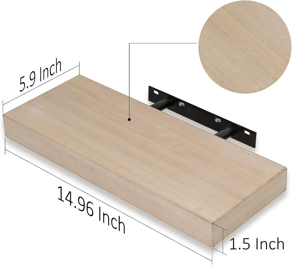 Floating Shelves, Wall Mounted Set of 3 Rustic Wooden Ledge Shelves Decorative - Sleek Design, Sturdy and Easy to