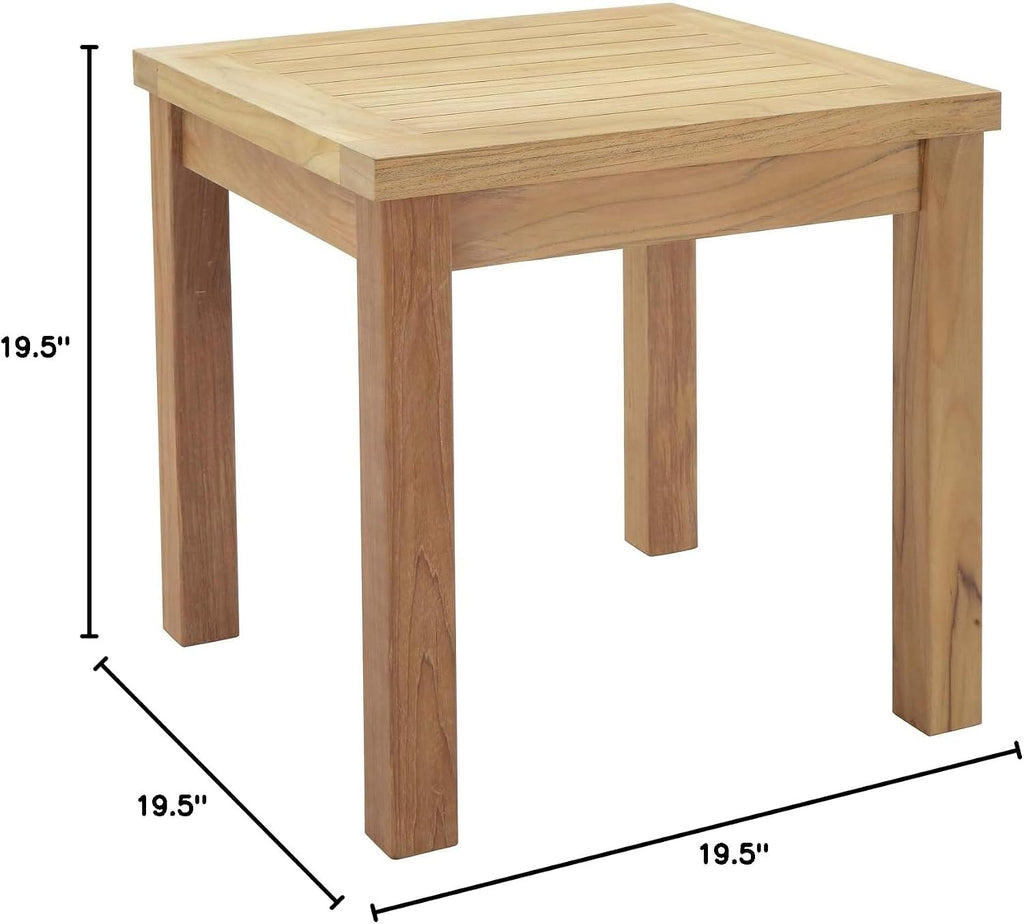 Marina Premium Grade A Teak Wood Outdoor Patio Square Side End Table in Natural