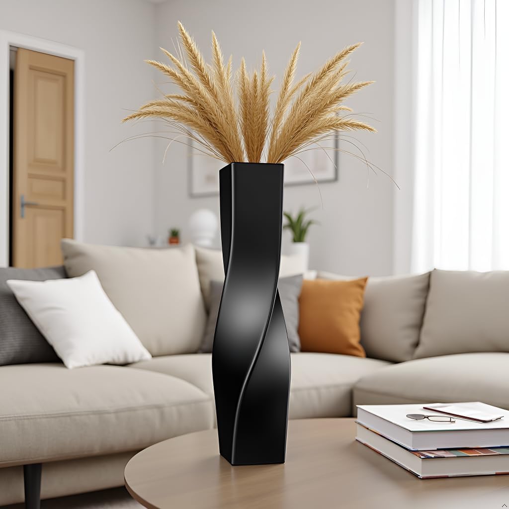 Tall Vase On Floor, 16.34" Twisted Geometric Flower Vase