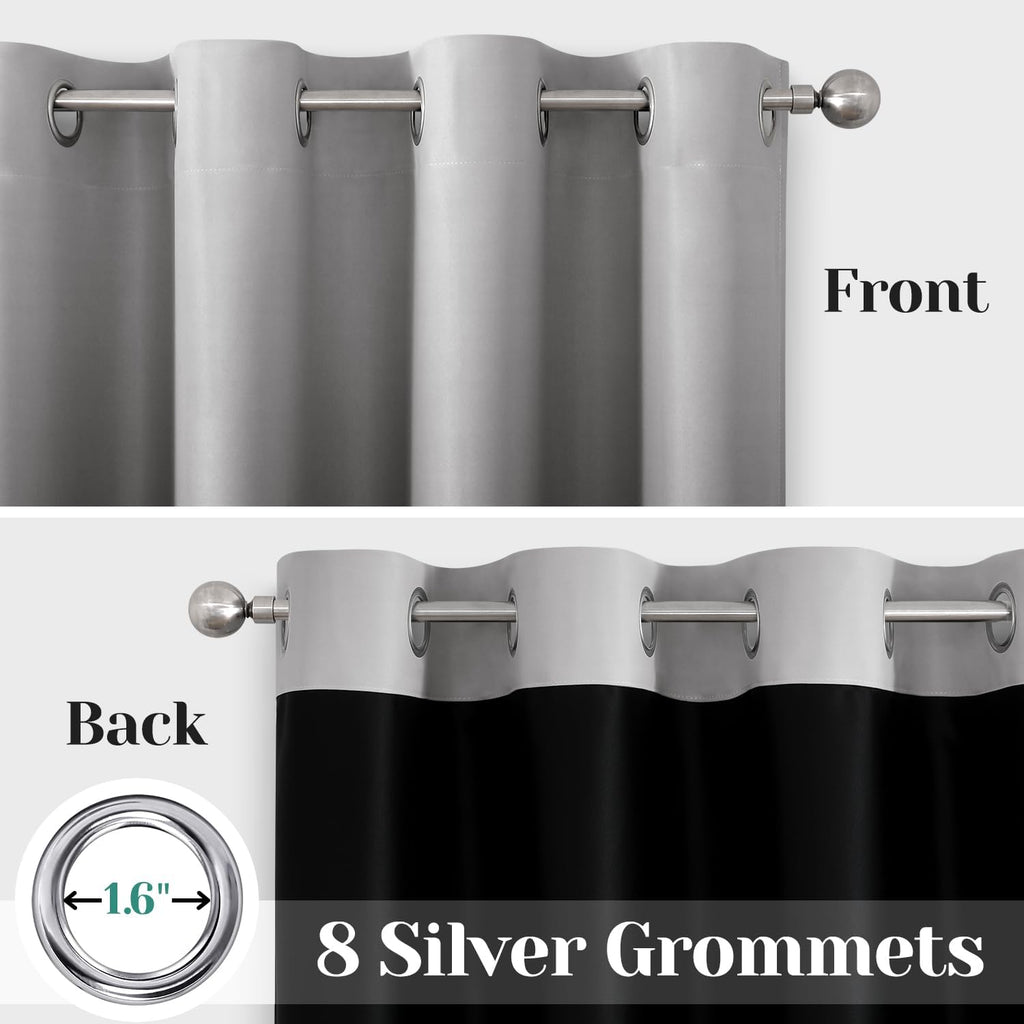 Black 100% Ombre Blackout Curtains, Room Darkening Gradient Light Blocking Thermal Insulated