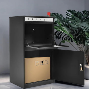 35" H Package Delivery Boxes with Mail Slot, Sliding & Password Lock Door, 19" x 15.8" x 35" Anti-Theft Parcel Drop Box