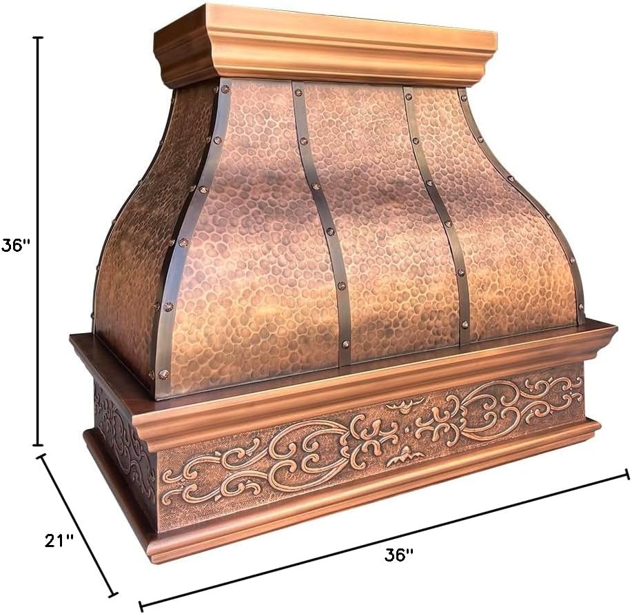 36 Inch Copper Wall Mount Range Hood
