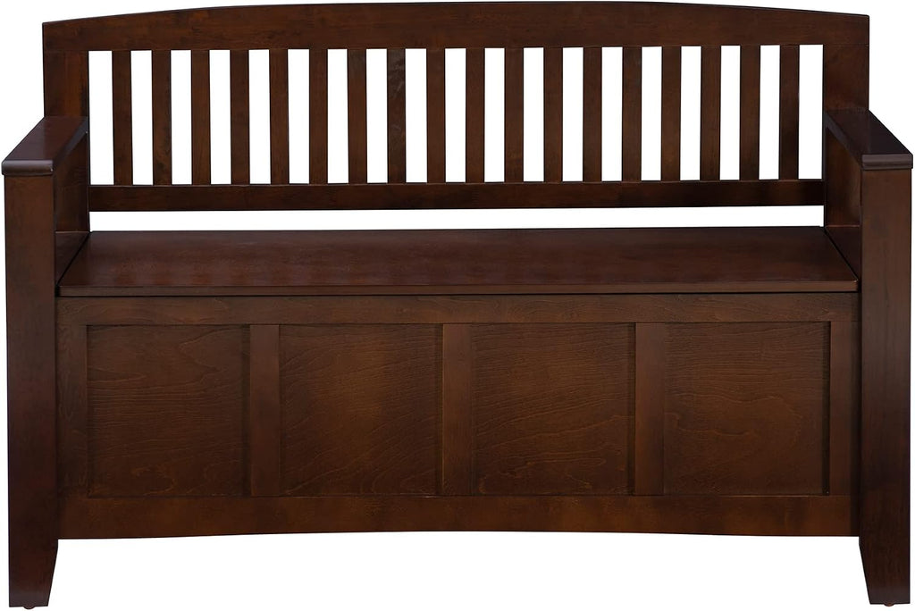Dcor Home Decor Cynthia Storage Bench, 50"w x 17.25"d x 32"h, Walnut