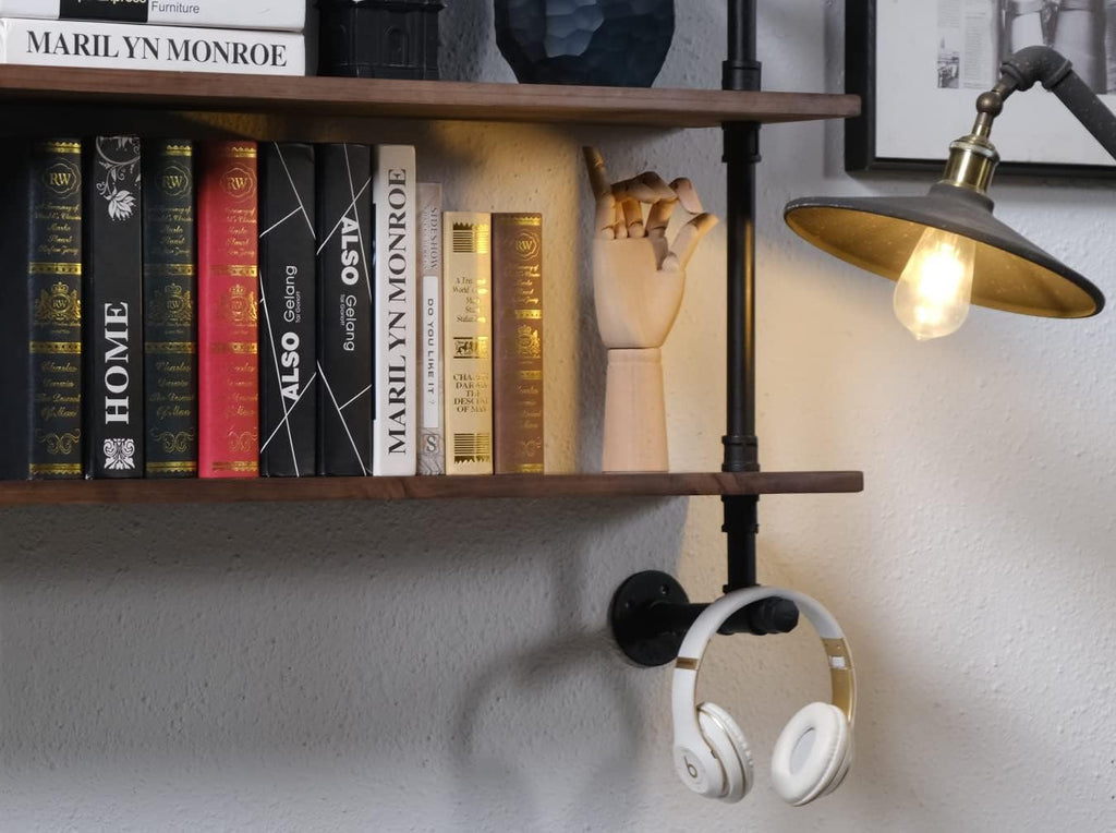 Industrial Pipe Wall Shelves Pipe Shelving with Real Wood Plank 48 Inches | Floating Shelves for Wall Farmhouse Pipe