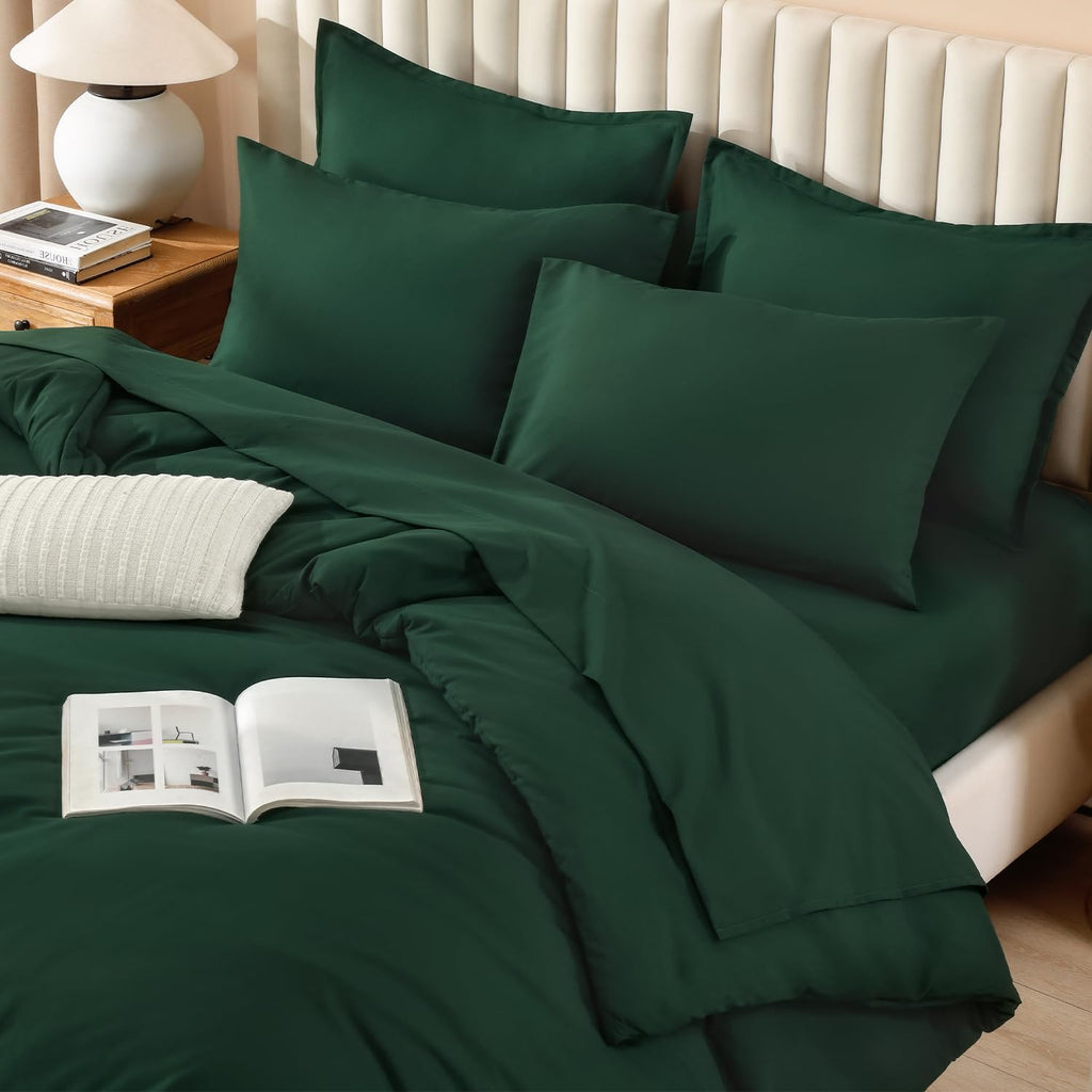 Queen Comforter Set with Sheets Emerald - 7 Pieces Bed in a Bag - Set of 7