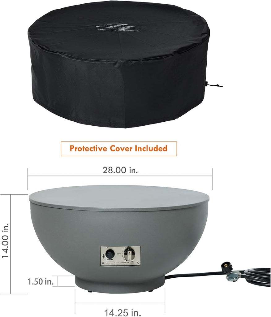 28-Inch Gas Fire Pit with Propane Tank Cover, 58,000 BTU Round Propane Fire Pit Table