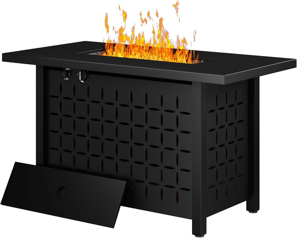 43 Inch Propane Fire Pit Table, Outdoor Fire Pit 50,000 BTU Gas Fire Pit Table