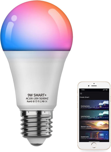 Smart Light Bulb, WiFi & Bluetooth 5.0, Works with Alexa Google Assistant, App Control, Color Changing LED Bulb,E26