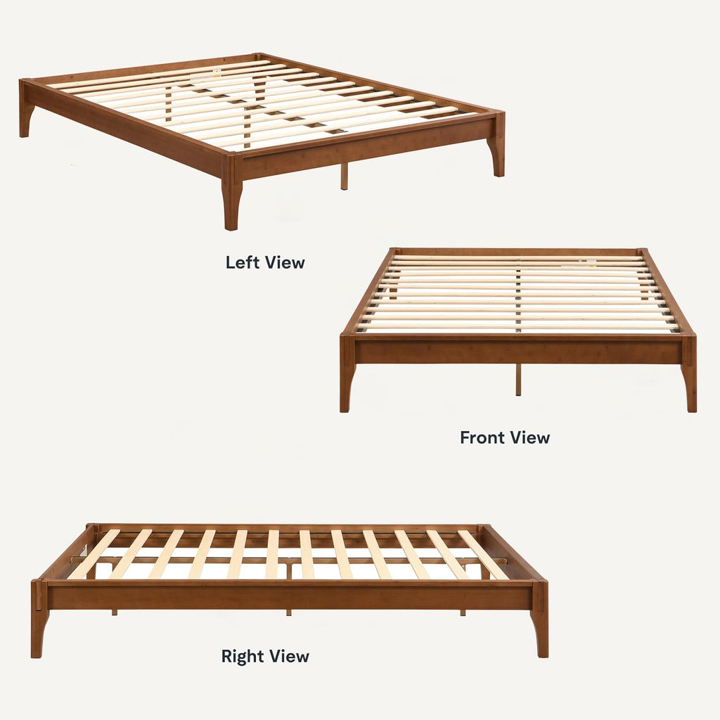 Queen Size Japanese Mid-Century Bamboo Wooden Bed Frame