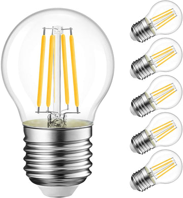 G14 LED Filament Globe Bulb 5.5W(60W Equivalent), Dimmable 2700K Warm White E26 Screw Base, Decorative Edison Light (6-Pack)