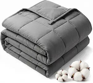 Weighted Blanket for Adults(41"x60",5lbs, Grey) Soft Cooling Heavy Blanket for Sleeping, Breathable Blanket with