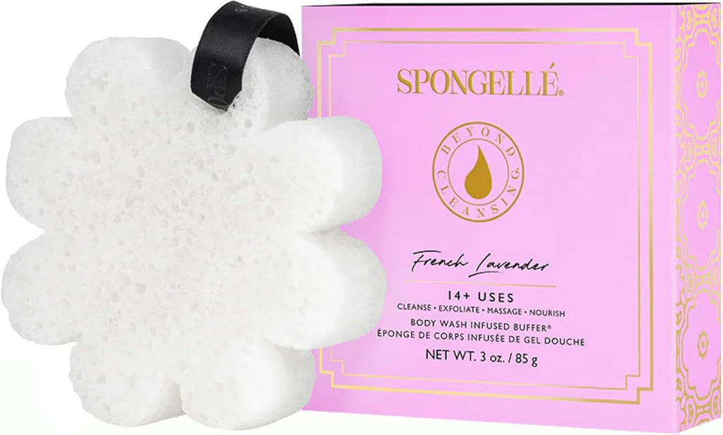 Wild Flower Bath Sponge with Box Bundle, Mothers Day Gift | Beach Grass, French Lavender, Freesia Pear | Built-in