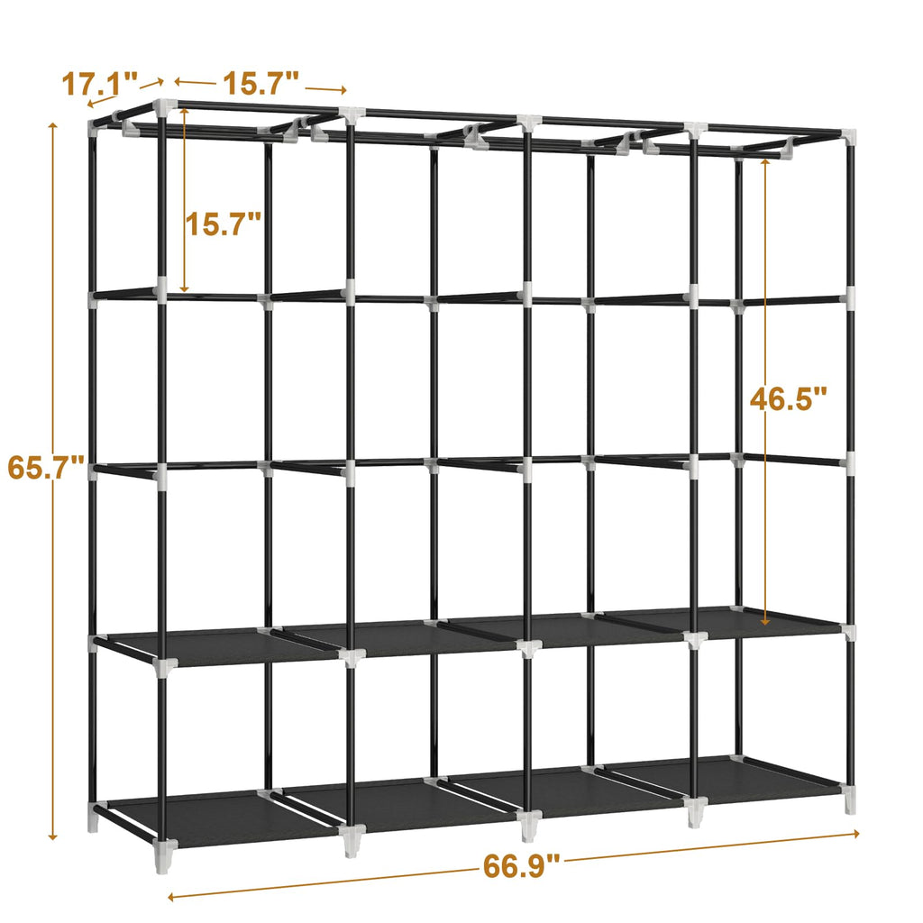 67" Portable Wardrobe Closet for Hanging Clothes Large Capacity