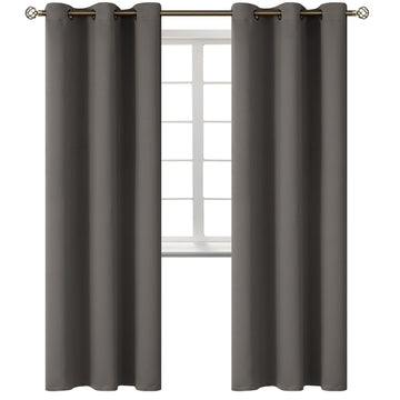 Blackout Curtains - Grommet Thermal Insulated Room Darkening Curtains, Set of 2 Panels (42 x 84 Inch, Grey)