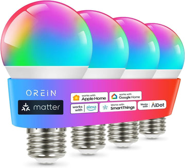 Matter Smart Light Bulb, Smart Light Bulbs Work with Apple Home, Alexa, Google Home, SmartThings, A19 Color Changing