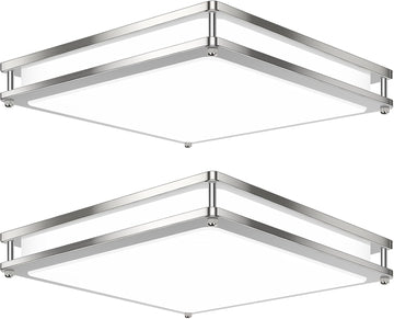 13 Inch Dimmable Square LED Ceiling Lights, 2-Pack 36W Brushed Nickel Flush Mount Light Fixtures, 3200LM Super Bright