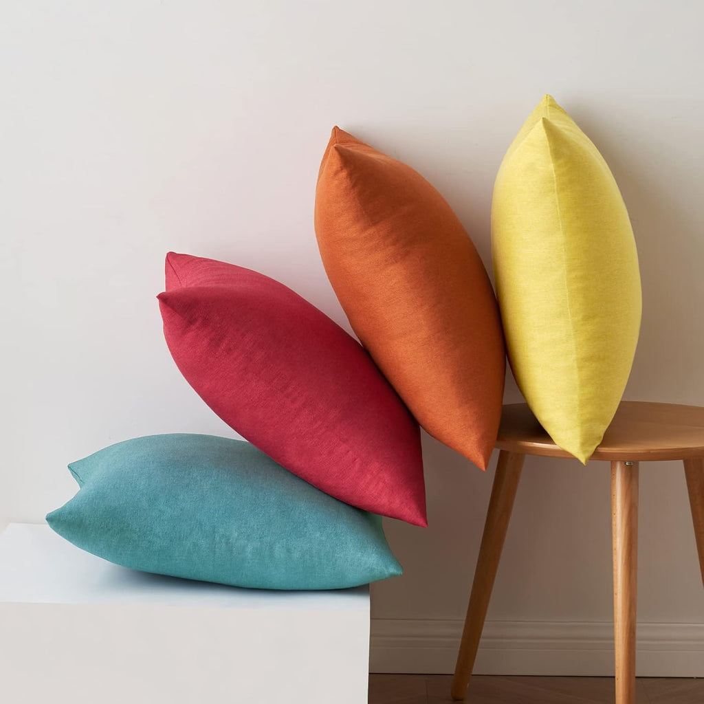 Pack of 4 Decorative Outdoor Throw Pillow Covers Linen Waterproof Pillow Covers Summer Farmhouse Cushion Cases