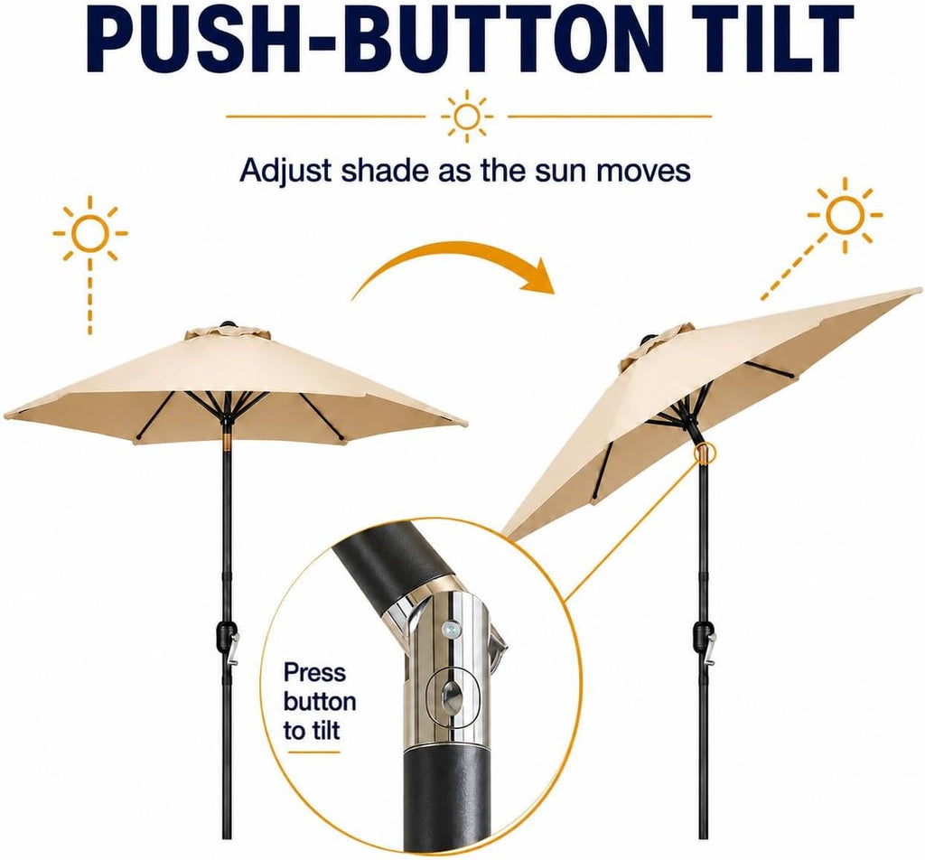 9FT Outdoor Patio Umbrella, Outdoor Table Umbrella with Push Button Tilt and Crank, Yard Sun Shade